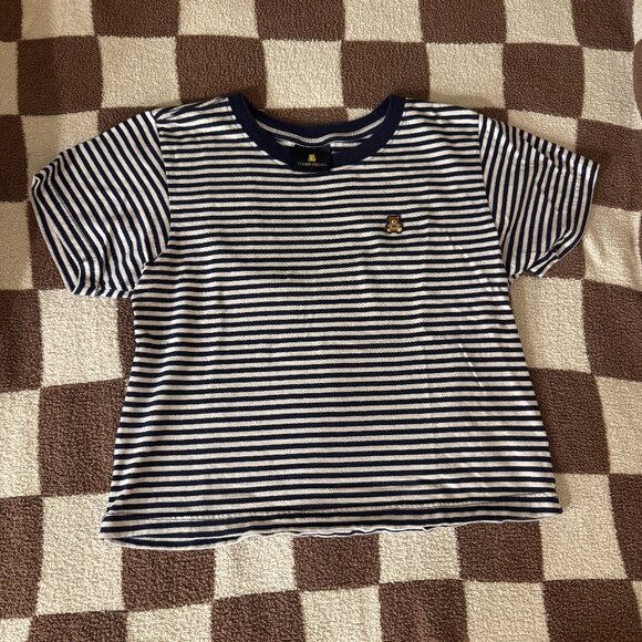 Teddy Fresh Striped White and Blue Crop Top - Picture 1 of 3